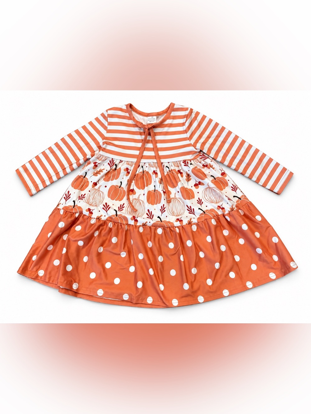 Girls Orange Pumpkin Tiered Halloween Dress -